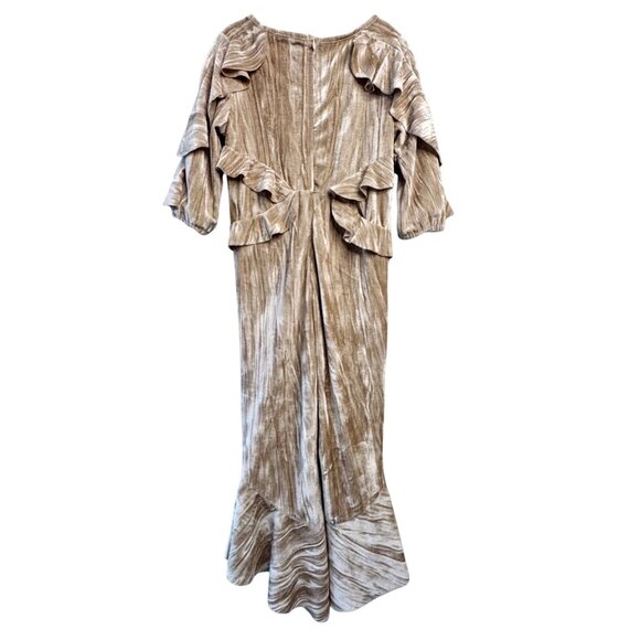 MIA JOY Crushed Velvet Jumpsuit Girls 7 Joyfolie Valery 70's Style Ruffle Flares - Picture 2 of 10
